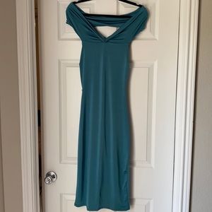 Beautiful Off the Shoulder Open Back Teal Dress